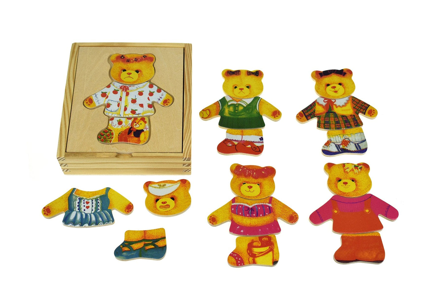 Kids Toy Chest Brand-Kaper Kidz, Games-Educational, Toys-Educational, Games-Peg & Tray Puzzles DRESSING BEAR GIRL