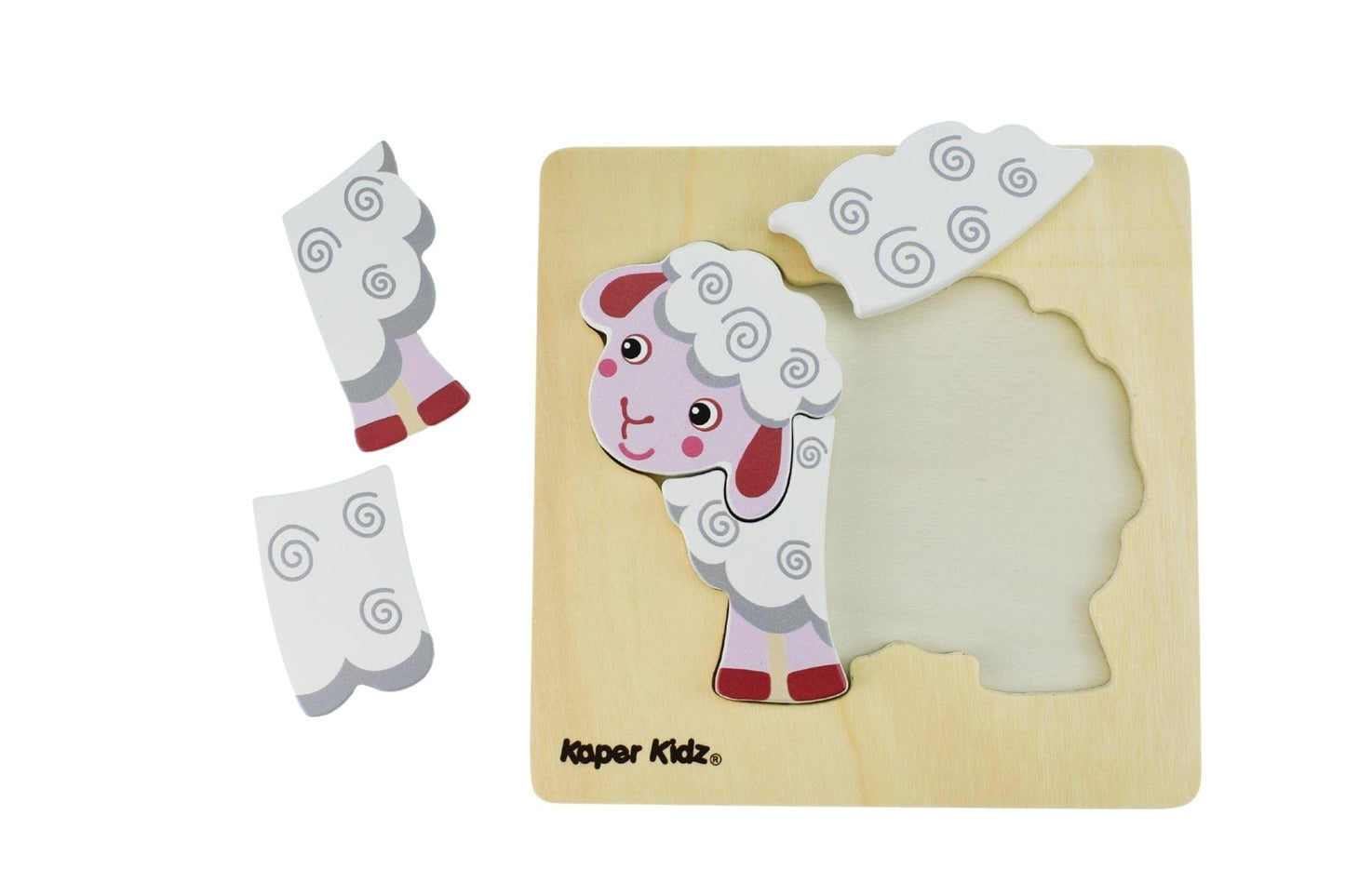 Kids Toy Chest Brand-Kaper Kidz, Games-Peg & Tray Puzzles FARM CHUNKY PUZZLES SHEEP