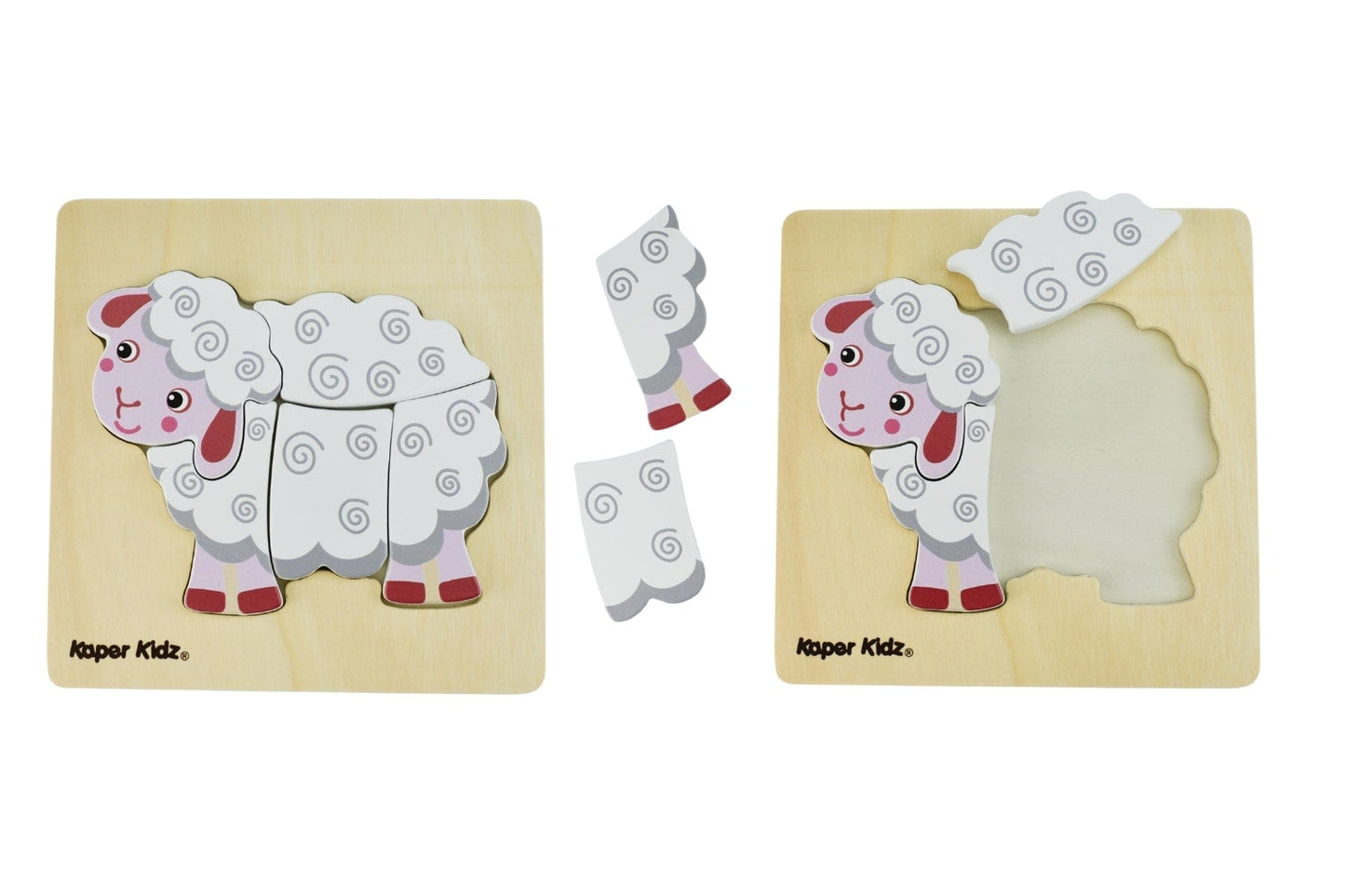 Kids Toy Chest Brand-Kaper Kidz, Games-Peg & Tray Puzzles FARM CHUNKY PUZZLES SHEEP