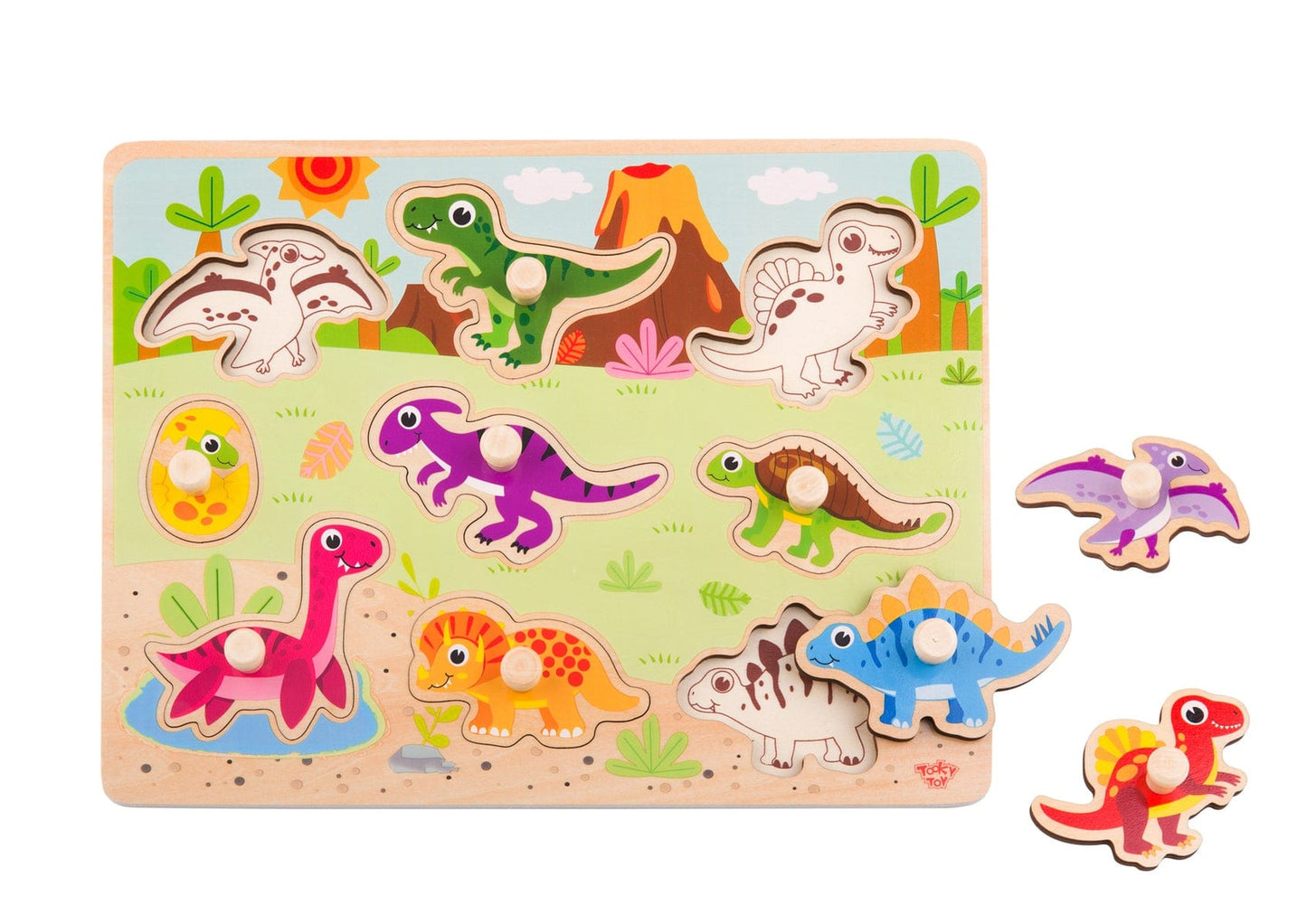 Kids Toy Chest Brand-Tooky Toy, Games-Peg & Tray Puzzles DINOSAUR PEG PUZZLE