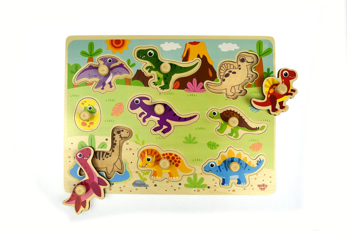 Kids Toy Chest Brand-Tooky Toy, Games-Peg & Tray Puzzles DINOSAUR PEG PUZZLE