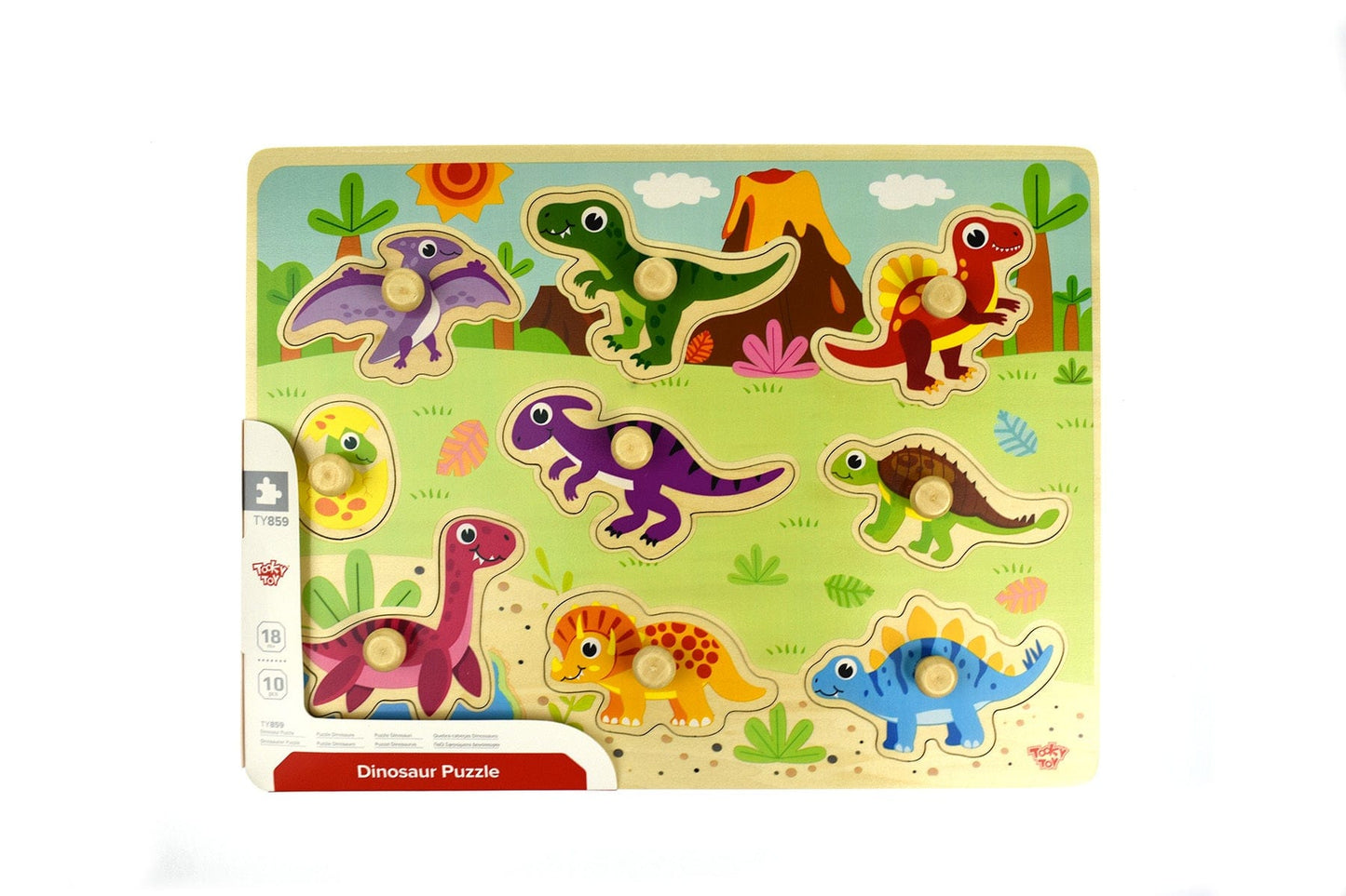 Kids Toy Chest Brand-Tooky Toy, Games-Peg & Tray Puzzles DINOSAUR PEG PUZZLE