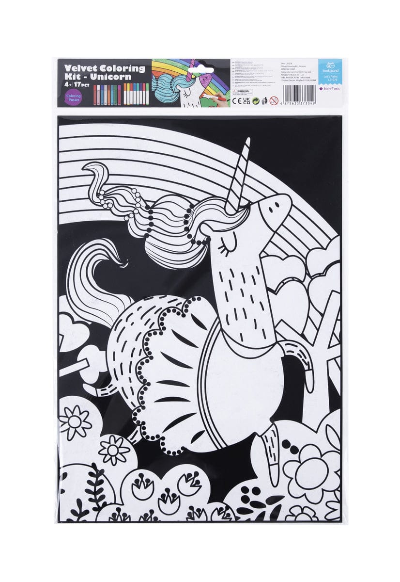 Kids Toy Chest Brand-Tookyland, Craft-Craft Kits UNICORN VELVET COLOURING CRAFT KIT
