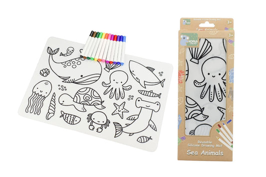 REUSABLE SILICONE DRAWING MAT-SEA ANIMALS - Kids Toy Chest 