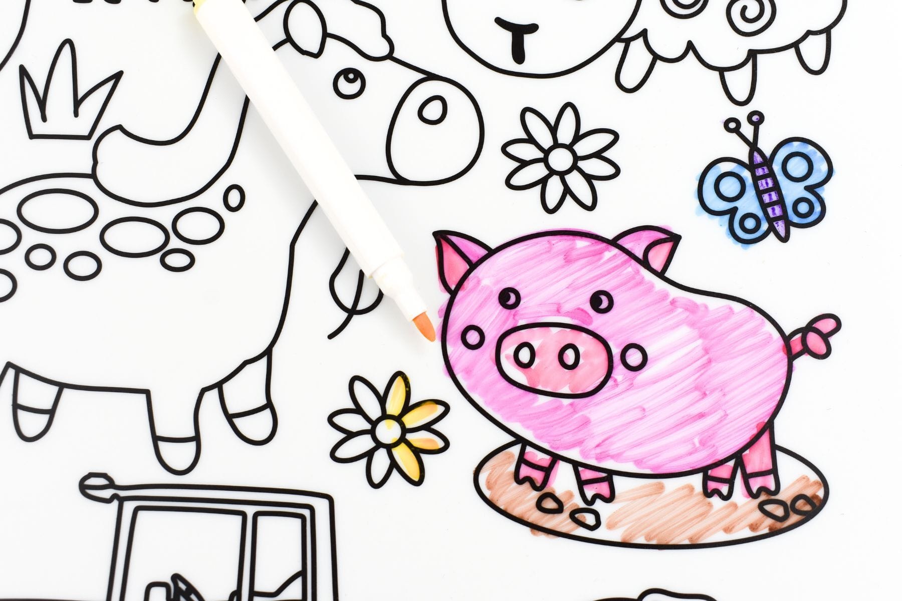 REUSABLE SILICONE DRAWING MAT- FARM ANIMALS - Kids Toy Chest 