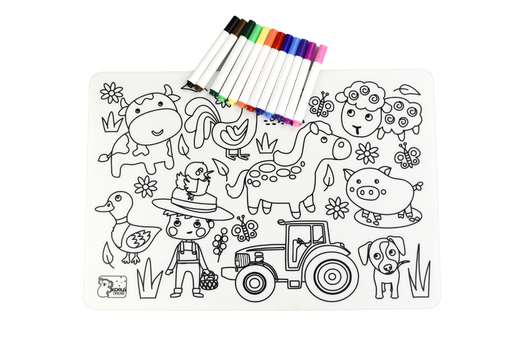 REUSABLE SILICONE DRAWING MAT- FARM ANIMALS - Kids Toy Chest 