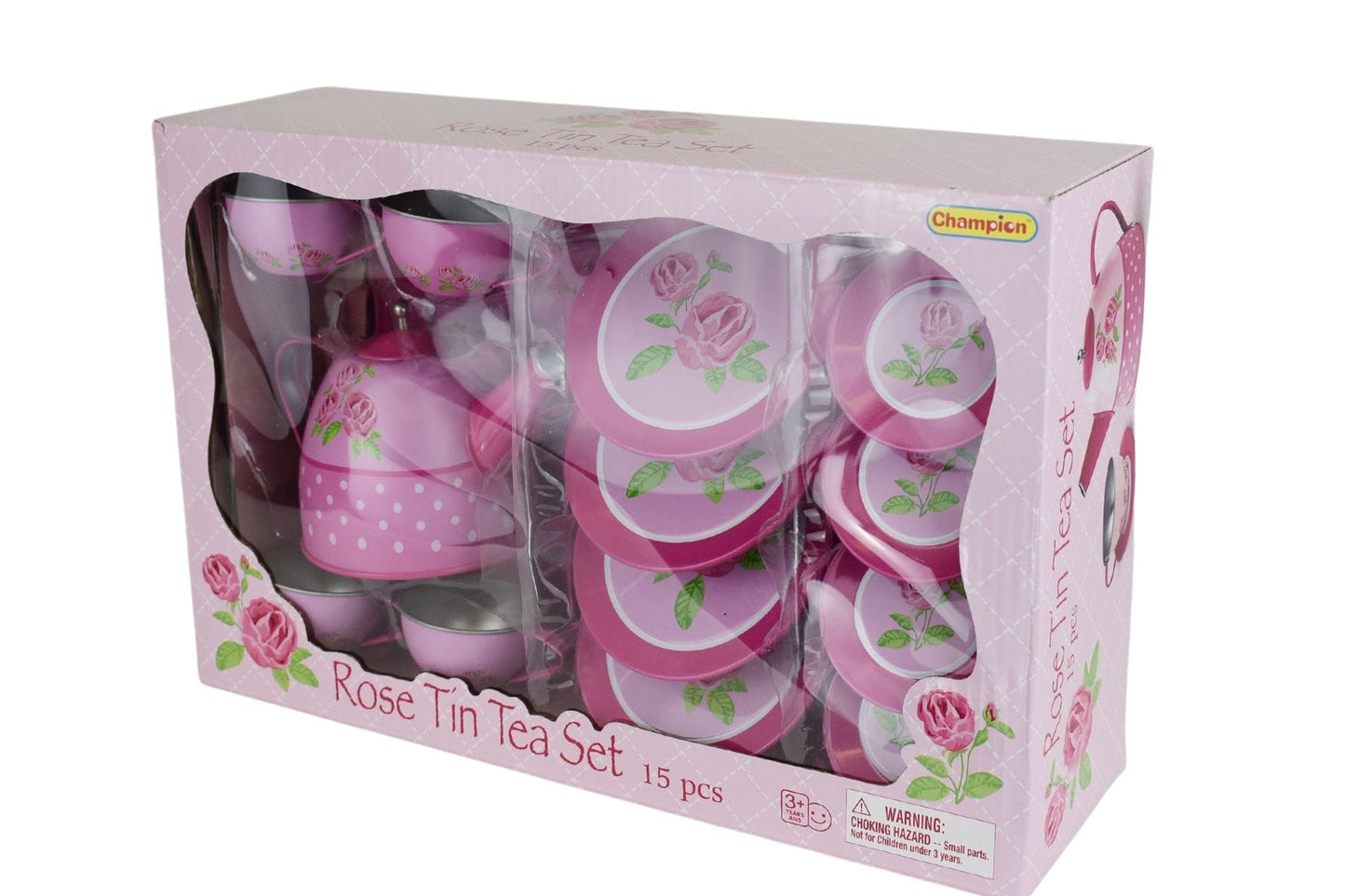 ROSE TIN TEA SET 15PCS - Kids Toy Chest 