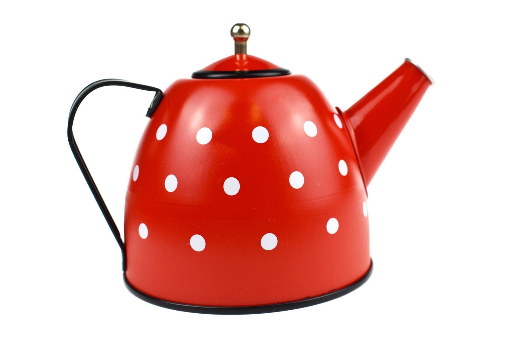 RED POLKA DOT BLACK TRIM TIN TEA SET 15PCS - Kids Toy Chest 