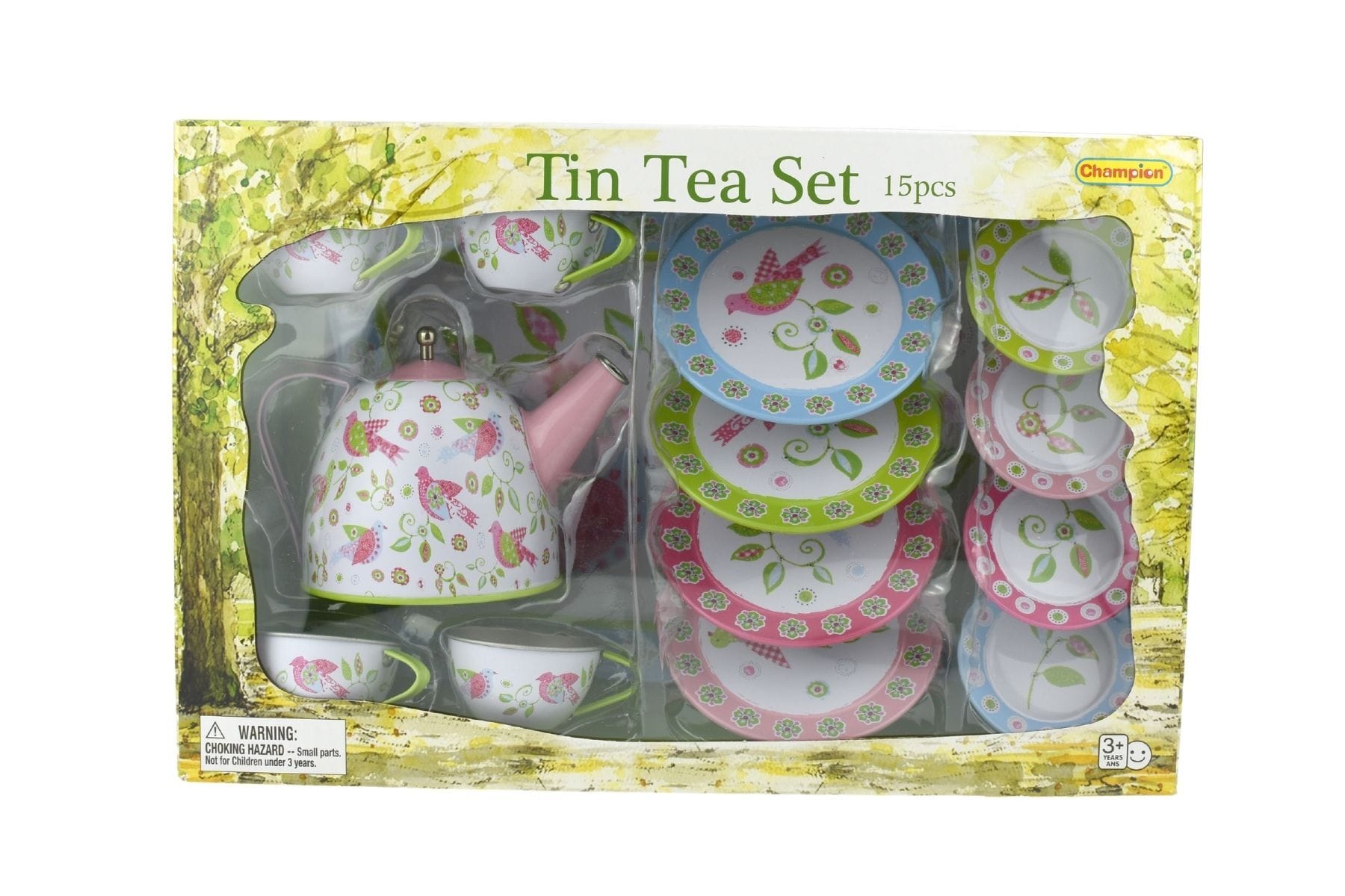 BIRD DESIGN TIN TEA SET 15PCS - Kids Toy Chest 