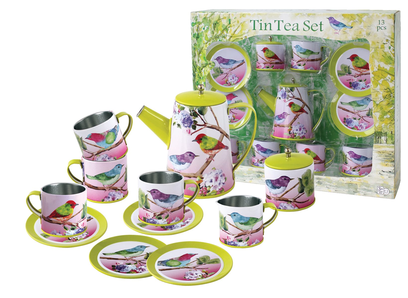 BIRD TIN TEA MUG SET 13PCS - Kids Toy Chest 