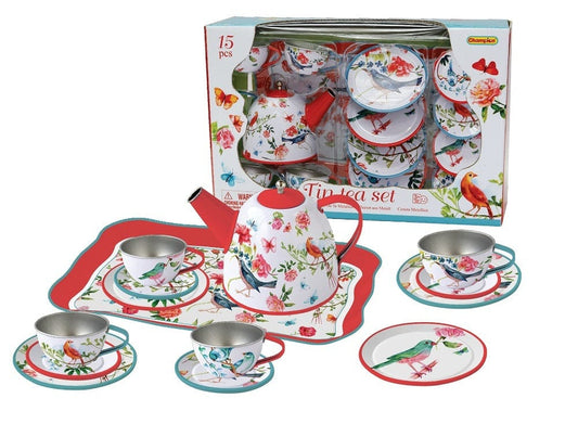 GARDEN BIRDS TIN TEA SET 15PCS - Kids Toy Chest 