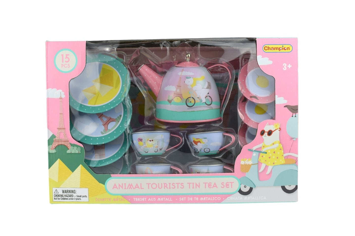 ANIMAL TOURISTS TIN TEA SET 15PCS - Kids Toy Chest 