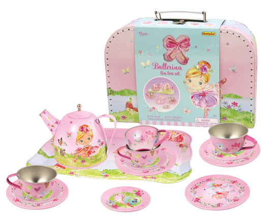 BALLERINA TIN TEA SET IN SUITCASE - Kids Toy Chest 