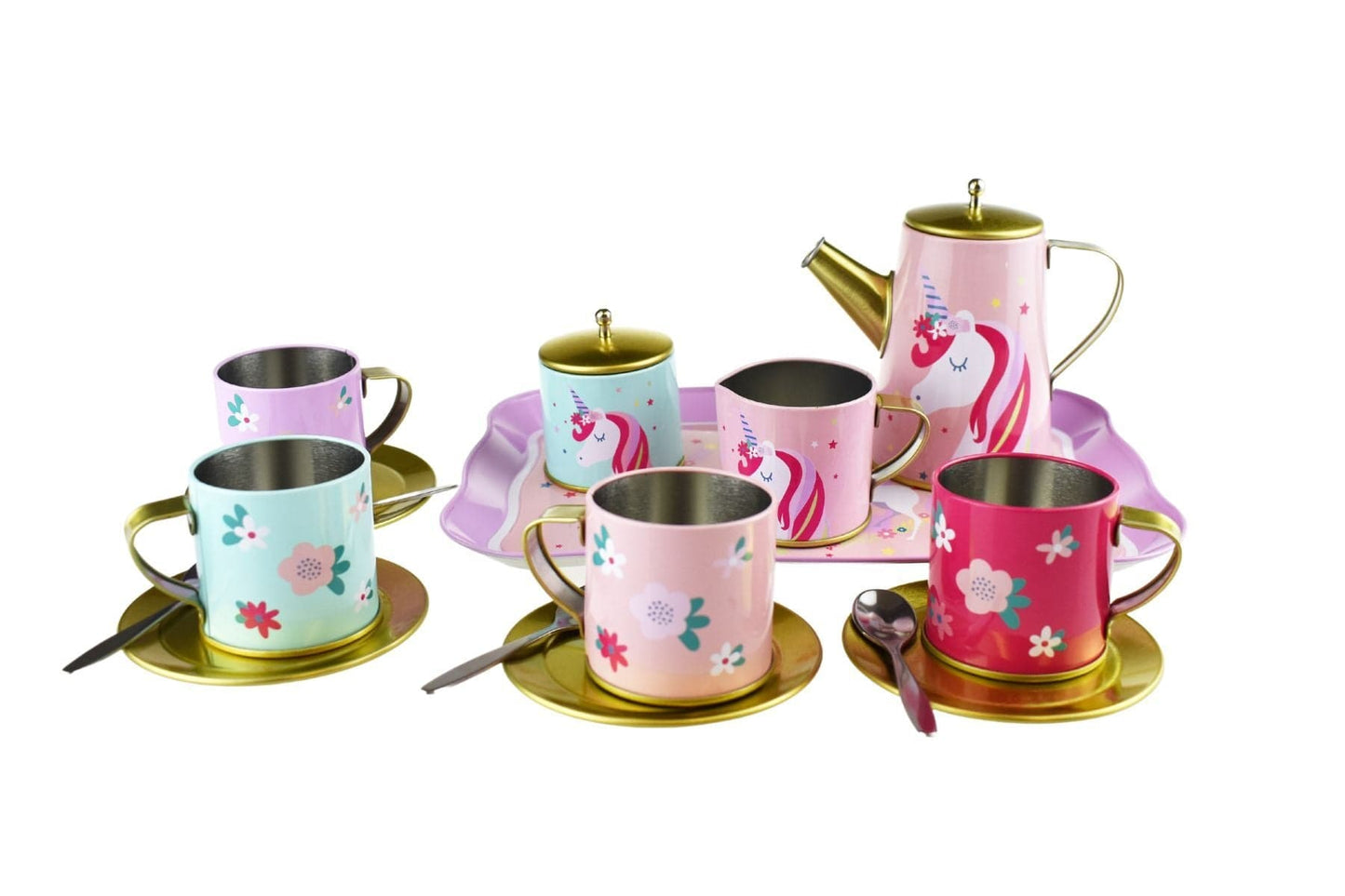 DELUXE UNICORN TIN TEA SET IN SUITCASE 18PCS - Kids Toy Chest 