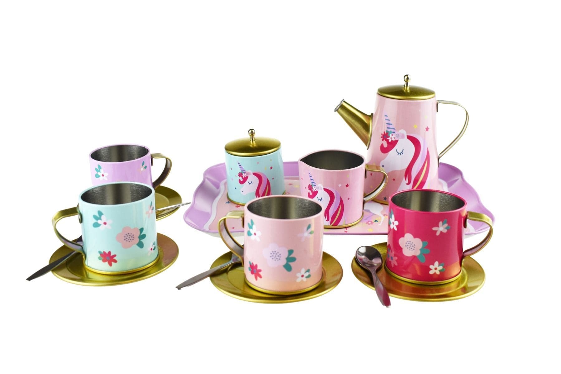 DELUXE UNICORN TIN TEA SET IN SUITCASE 18PCS - Kids Toy Chest 