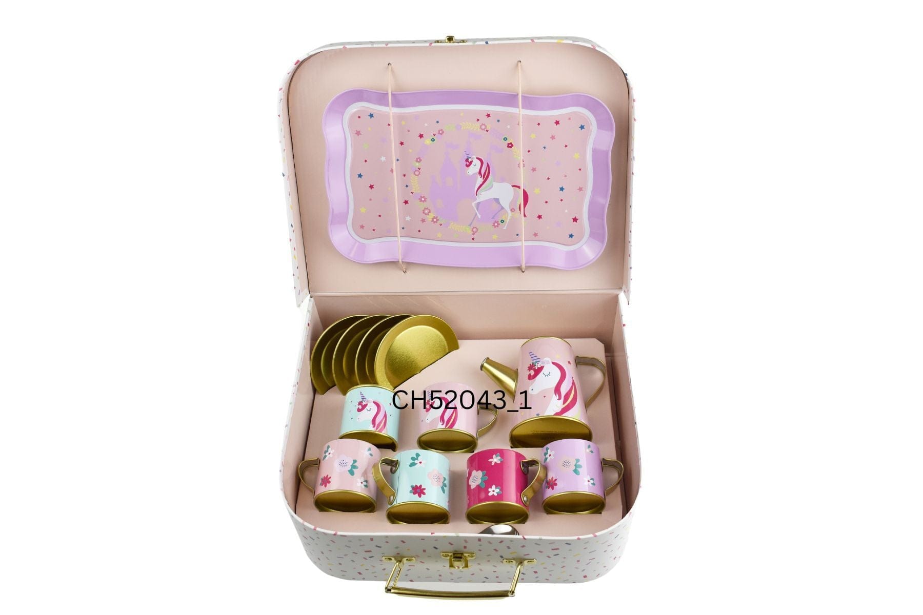 DELUXE UNICORN TIN TEA SET IN SUITCASE 18PCS - Kids Toy Chest 