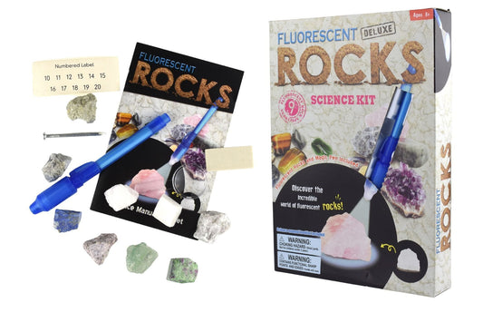 DELUXE FLUORESCENT ROCKS SCIENCE KIT - Kids Toy Chest 