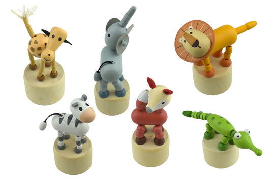 CALM & BREEZY WOODEN DANCING JUNGLE ANIMAL SET OF 6 - Kids Toy Chest 