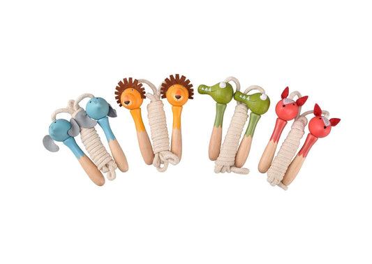 WOODEN SKIPPING ROPE JUNGLE ANIMAL SET OF 4 - Kids Toy Chest 