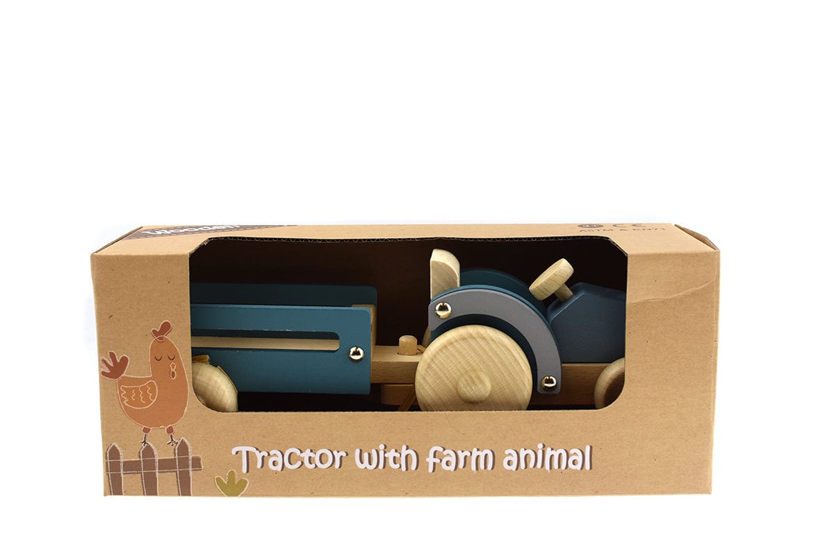 WOODEN TRACTOR WITH SHEEP DOG - Kids Toy Chest 