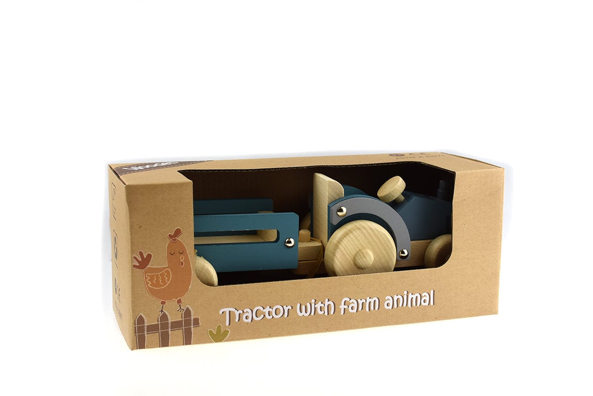 WOODEN TRACTOR WITH SHEEP DOG - Kids Toy Chest 