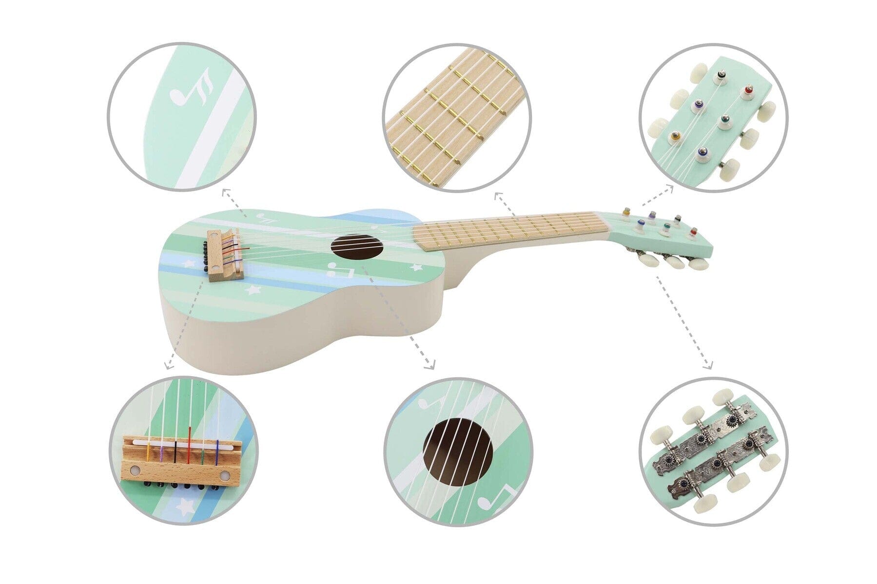 CALM & BREEZY WOODEN GUITAR MISTY AQUA - Kids Toy Chest 