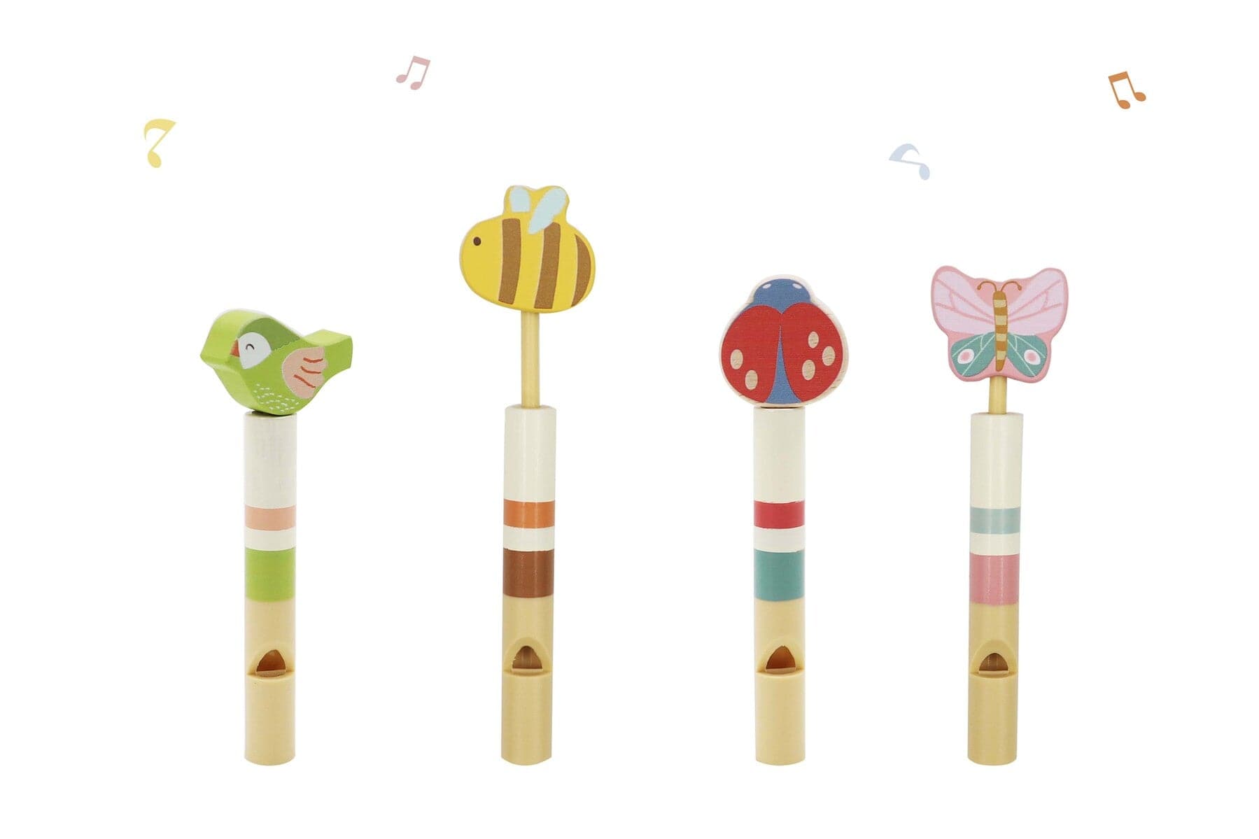 WOODEN SPRING ANIMALS SLIDE WHISTLE SET OF 4 - Kids Toy Chest 