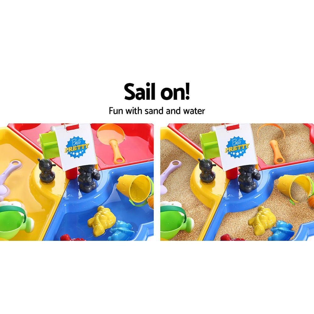 Keezi Kids Sandpit Pretend Play Set Outdoor Sand Water Table Beach Toy - Kids Toy Chest 