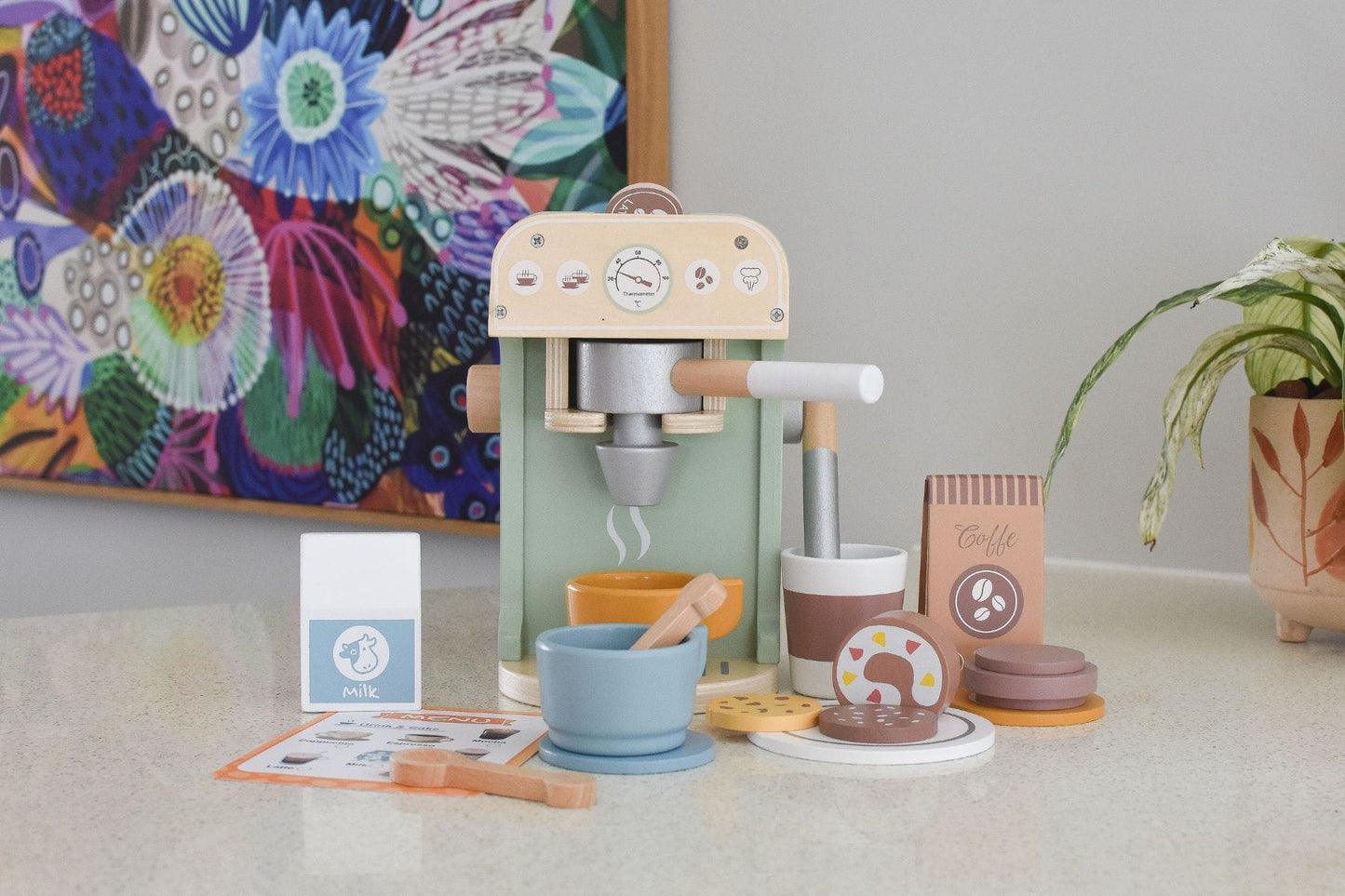 WOODEN BARISTA COFFEE MACHINE SET - Kids Toy Chest 