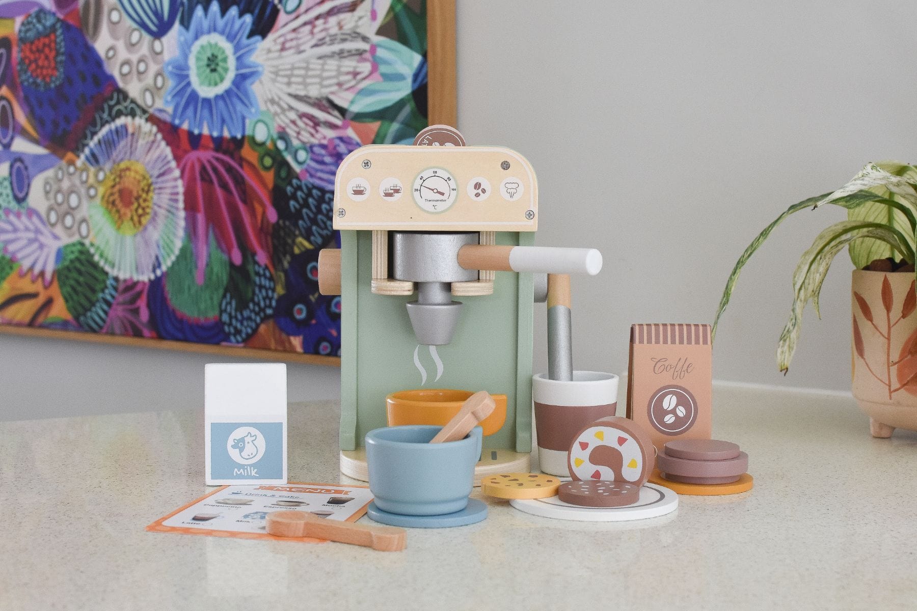 WOODEN BARISTA COFFEE MACHINE SET - Kids Toy Chest 