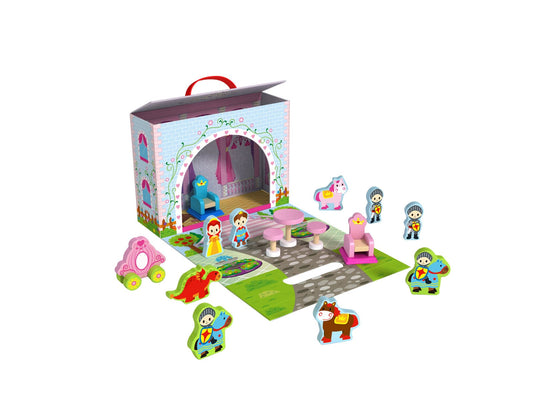 PRINCESS WOODEN STORY BOX TRAVEL SET - Kids Toy Chest 