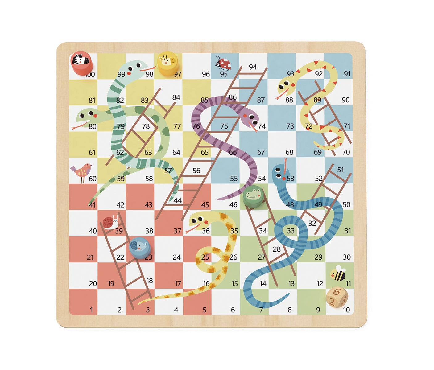 MY FOREST FRIENDS 2 IN 1 WOODEN BOARD GAME - LUDO, SNAKES AND LADDERS - Kids Toy Chest 