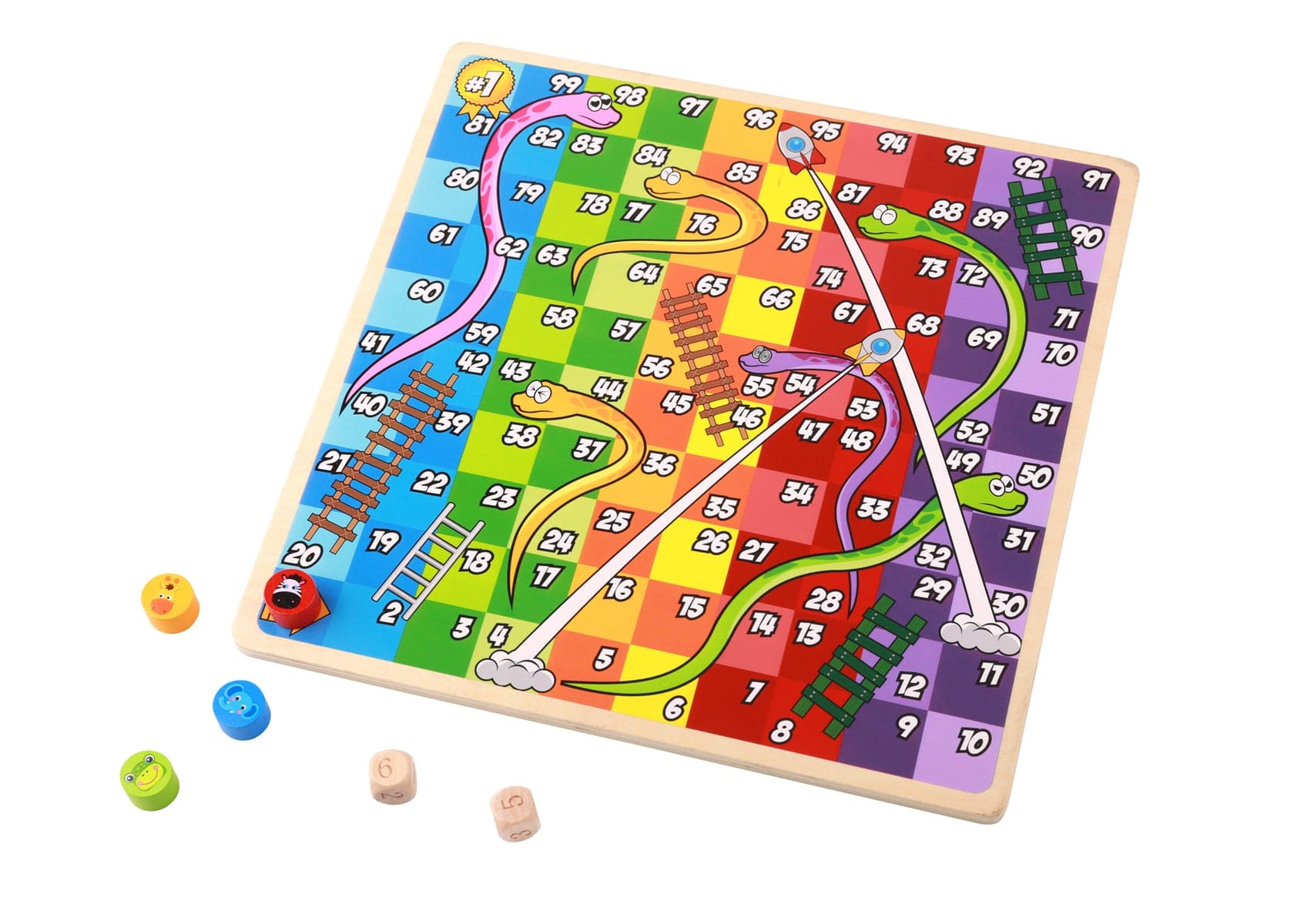 2 IN 1 WOODEN BOARD GAME - LUDO, SNAKES AND LADDERS - Kids Toy Chest 