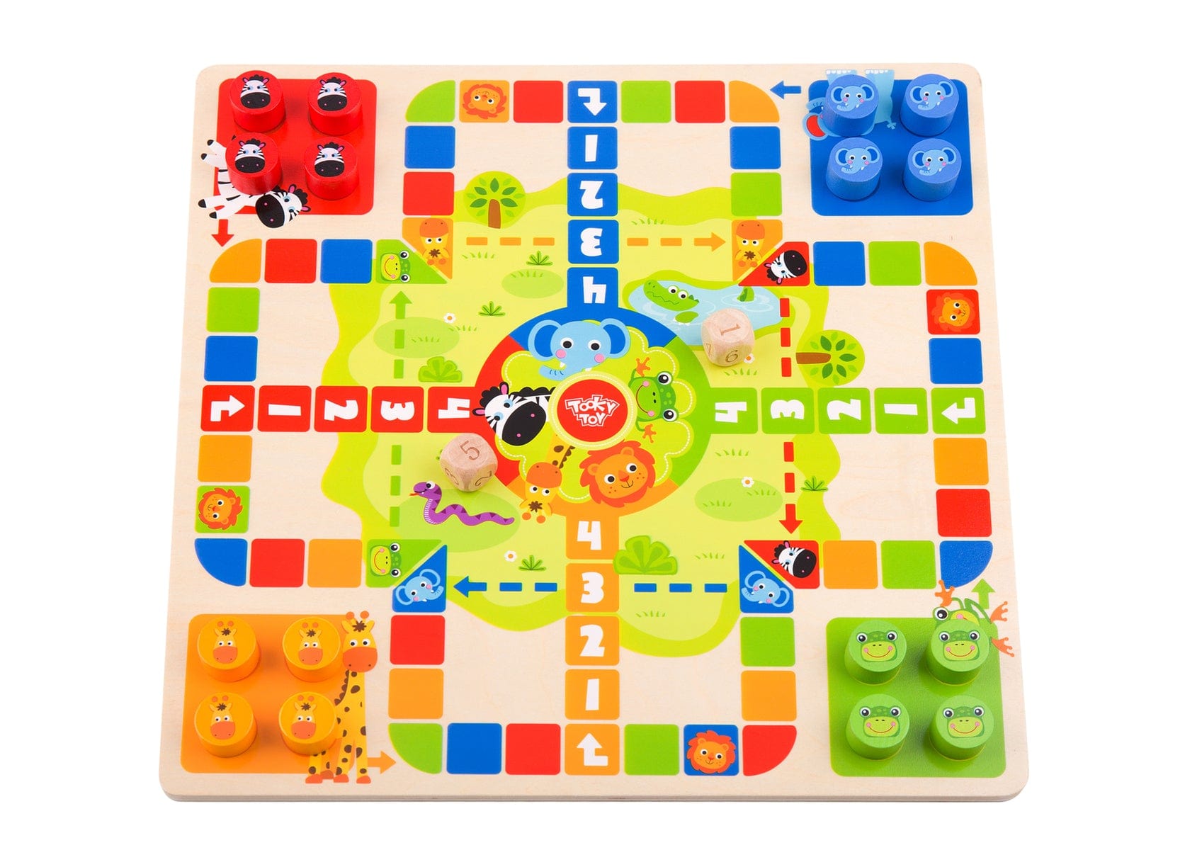 2 IN 1 WOODEN BOARD GAME - LUDO, SNAKES AND LADDERS - Kids Toy Chest 