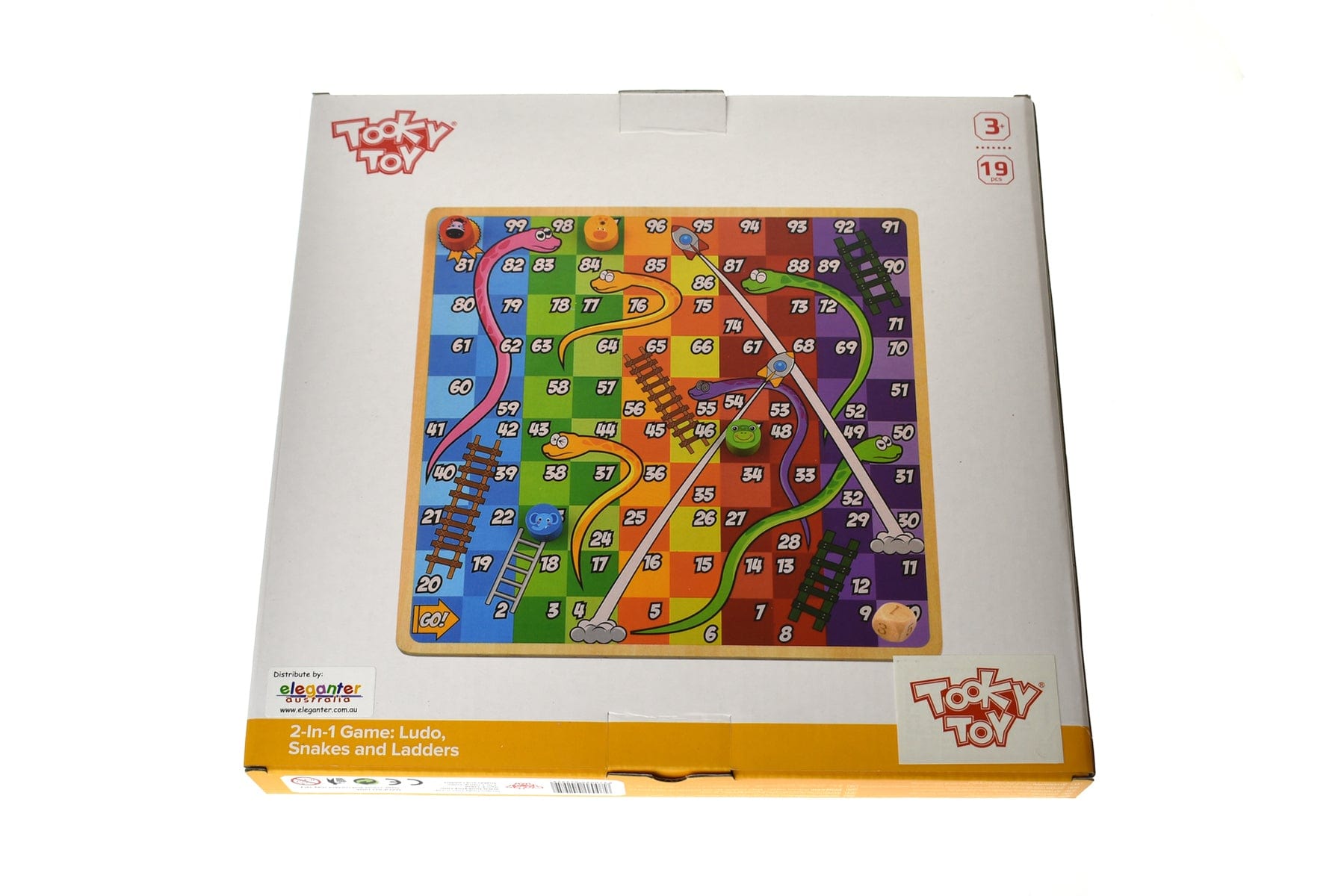 2 IN 1 WOODEN BOARD GAME - LUDO, SNAKES AND LADDERS - Kids Toy Chest 