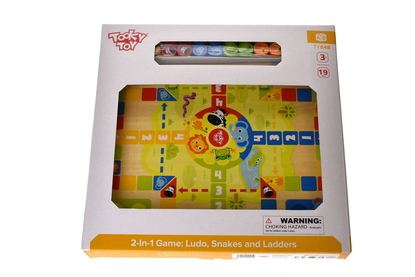 2 IN 1 WOODEN BOARD GAME - LUDO, SNAKES AND LADDERS - Kids Toy Chest 