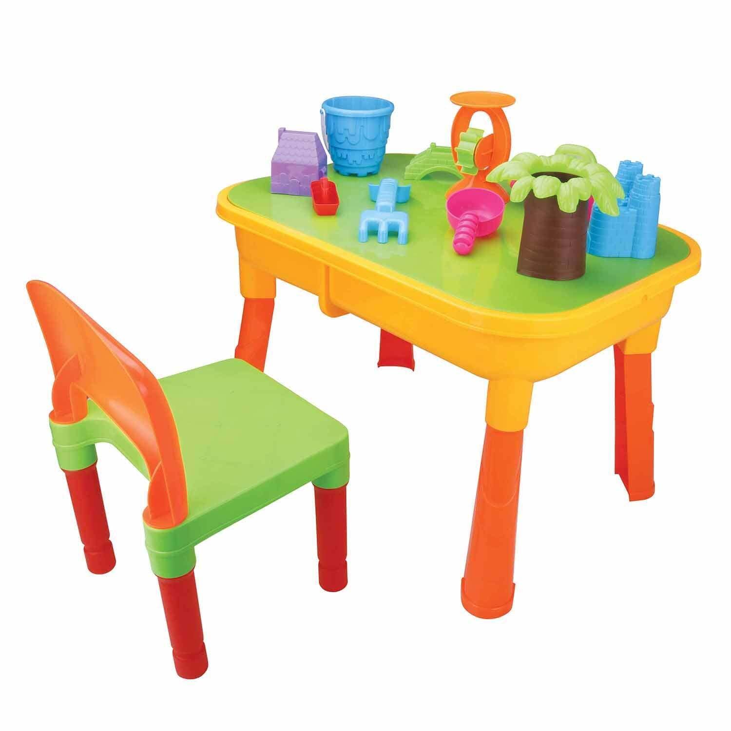 Children's 2-in-1 Sand & Water Table, Includes 18 Play Accessories - Kids Toy Chest 