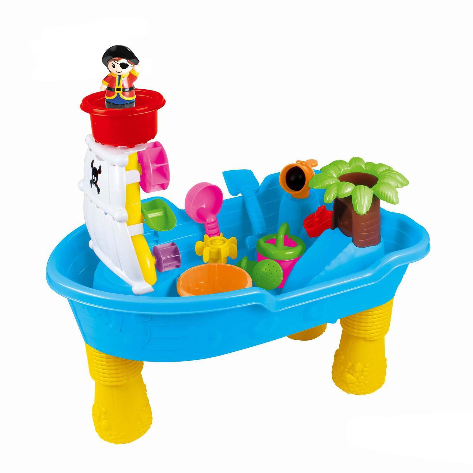 Children's Pirate Theme Ship Sand & Water Table for Creative Play - Kids Toy Chest 