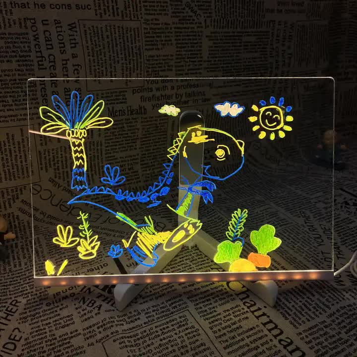 Kids Toy Chest  Baby & Kids > Baby & Kid's Toys > Art & Drawing Toys 30*20 cm DIY Erasable Light-Up Drawing Board Set |  Halloween Chalkboard Writing Board Craft Kit | Creative Craft Set for Kids & Adults
