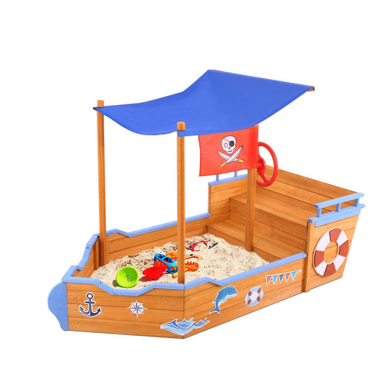 Kids Toy Chest  Baby & Kids > Baby & Kid's Toys > Outdoor Play Equipment Keezi Kids Sandpit Wooden Boat Sand Pit with Canopy Bench Seat Beach Toys 165cm