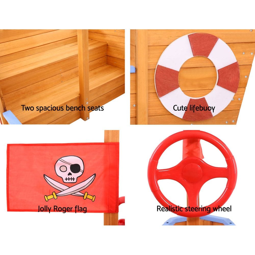 Kids Toy Chest  Baby & Kids > Baby & Kid's Toys > Outdoor Play Equipment Keezi Kids Sandpit Wooden Boat Sand Pit with Canopy Bench Seat Beach Toys 165cm