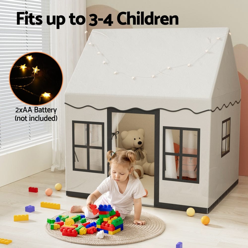 Kids Toy Chest Baby & Kids > Baby & Kids Others Keezi Kids Play Tent Playhouse Castle with String Lights Floor Mat Side Pocket