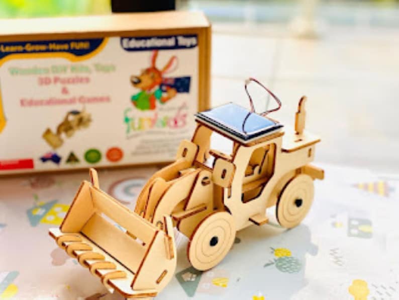 Kids Toy Chest  Baby & Kids > Ride On Cars, Go-karts & Bikes > Ride On Cars Model Bulldozer Tipper truck: Solar or battery powered plywood model-includes Motor or Solar powered options plus paint brush set