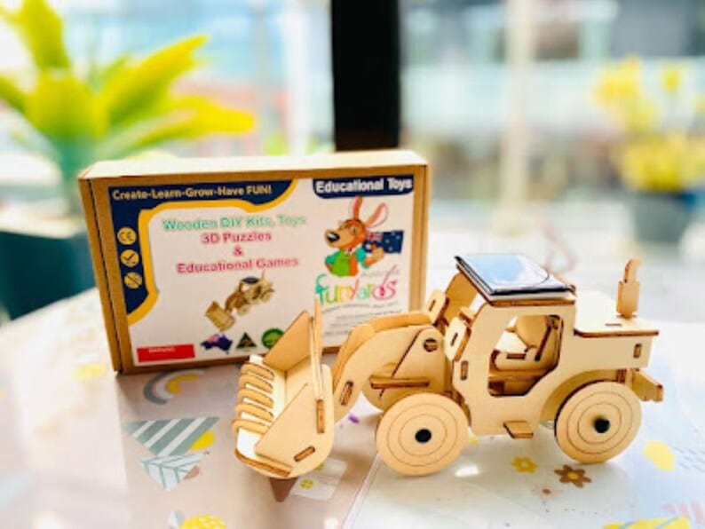 Kids Toy Chest  Baby & Kids > Ride On Cars, Go-karts & Bikes > Ride On Cars Model Bulldozer Tipper truck: Solar or battery powered plywood model-includes Motor or Solar powered options plus paint brush set