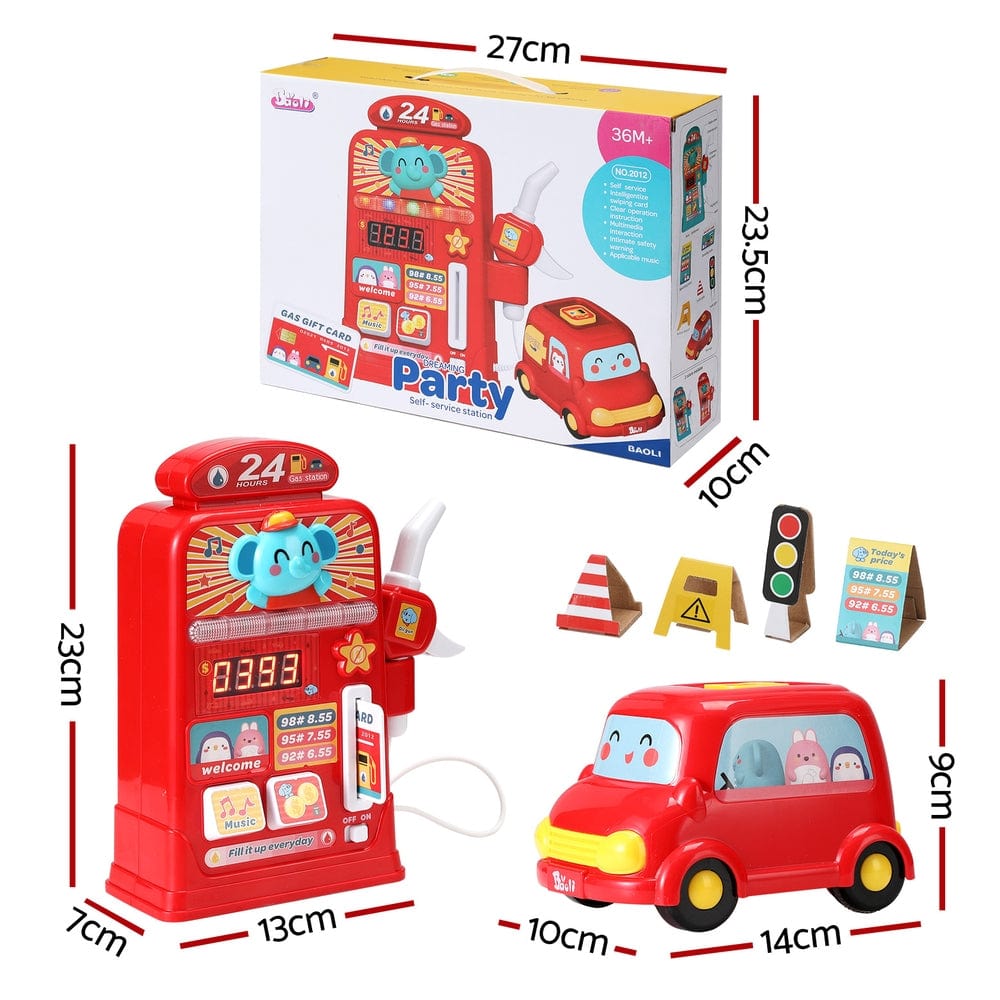 Kids Toy Chest Baby & Kids > Toys Keezi Kids Gas Petrol Station Pumper Pretend Play Toys Car Music Card Playset