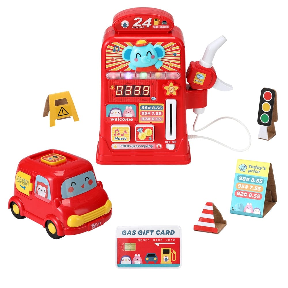 Kids Toy Chest Baby & Kids > Toys Keezi Kids Gas Petrol Station Pumper Pretend Play Toys Car Music Card Playset