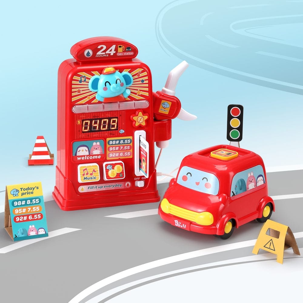 Kids Toy Chest Baby & Kids > Toys Keezi Kids Gas Petrol Station Pumper Pretend Play Toys Car Music Card Playset