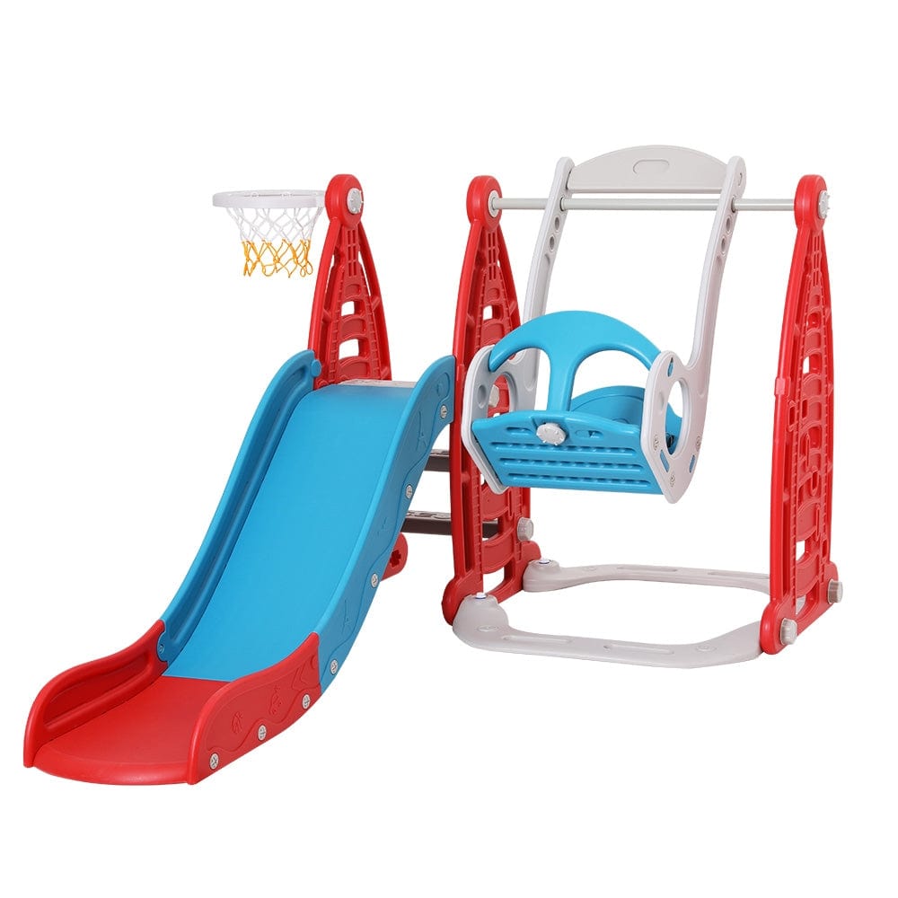 Kids Toy Chest Baby & Kids > Toys Keezi Kids Slide Swing Set Basketball Hoop Rings Football Outdoor Toys Red