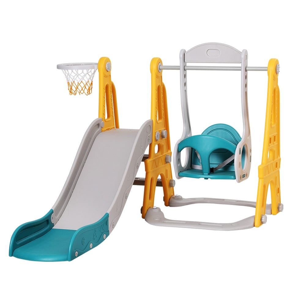 Kids Toy Chest Baby & Kids > Toys Keezi Kids Slide Swing Set Basketball Outdoor Toys Green