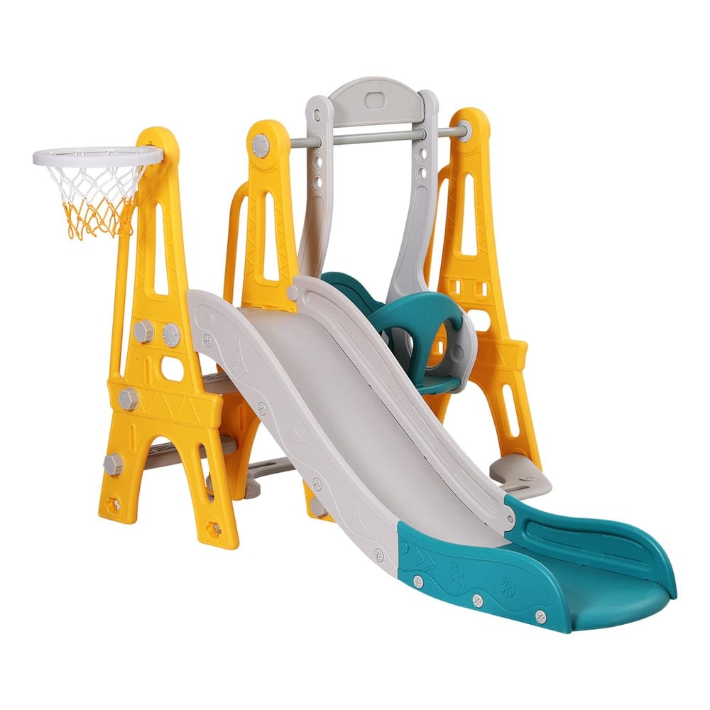 Kids Toy Chest Baby & Kids > Toys Keezi Kids Slide Swing Set Basketball Outdoor Toys Green